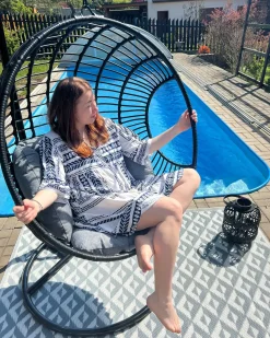 Hængestol ASPIO PE-rattan Sort