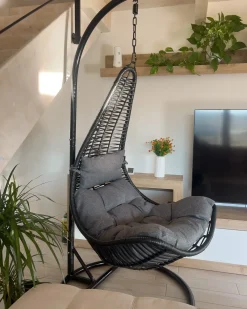 Hængestol ATRI II PE-rattan Sort
