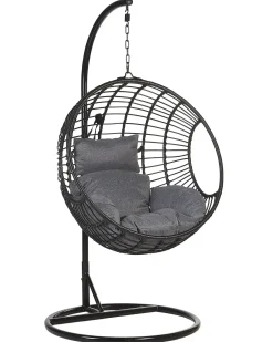 Hængestol med stativ ASPIO PE-rattan Sort