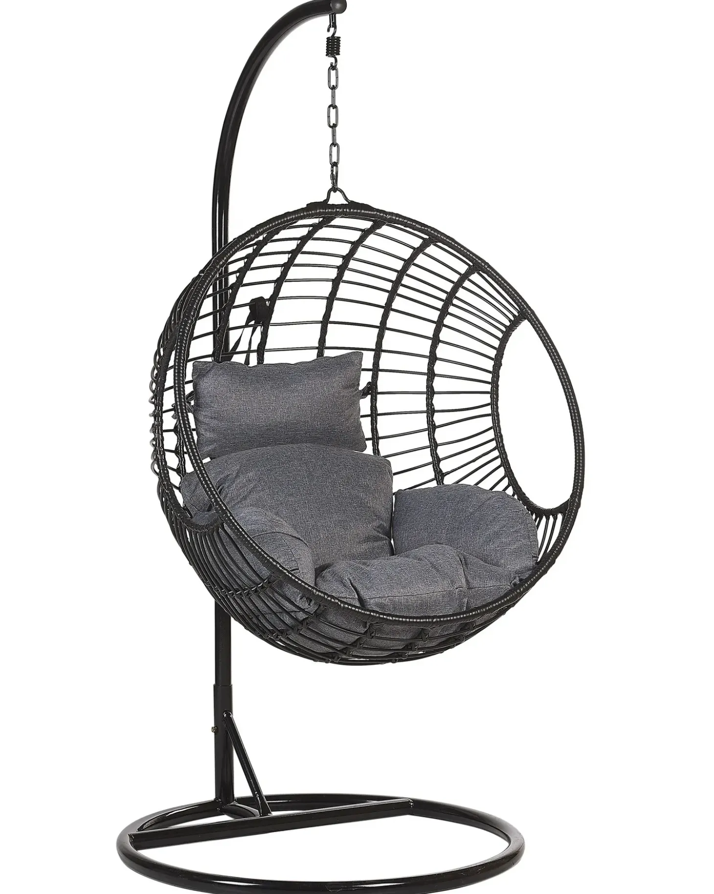 Hængestol med stativ ASPIO PE-rattan Sort