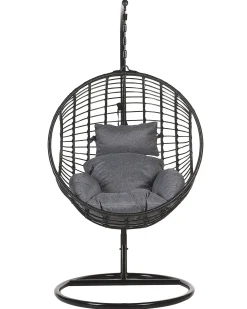 Hængestol med stativ ASPIO PE-rattan Sort