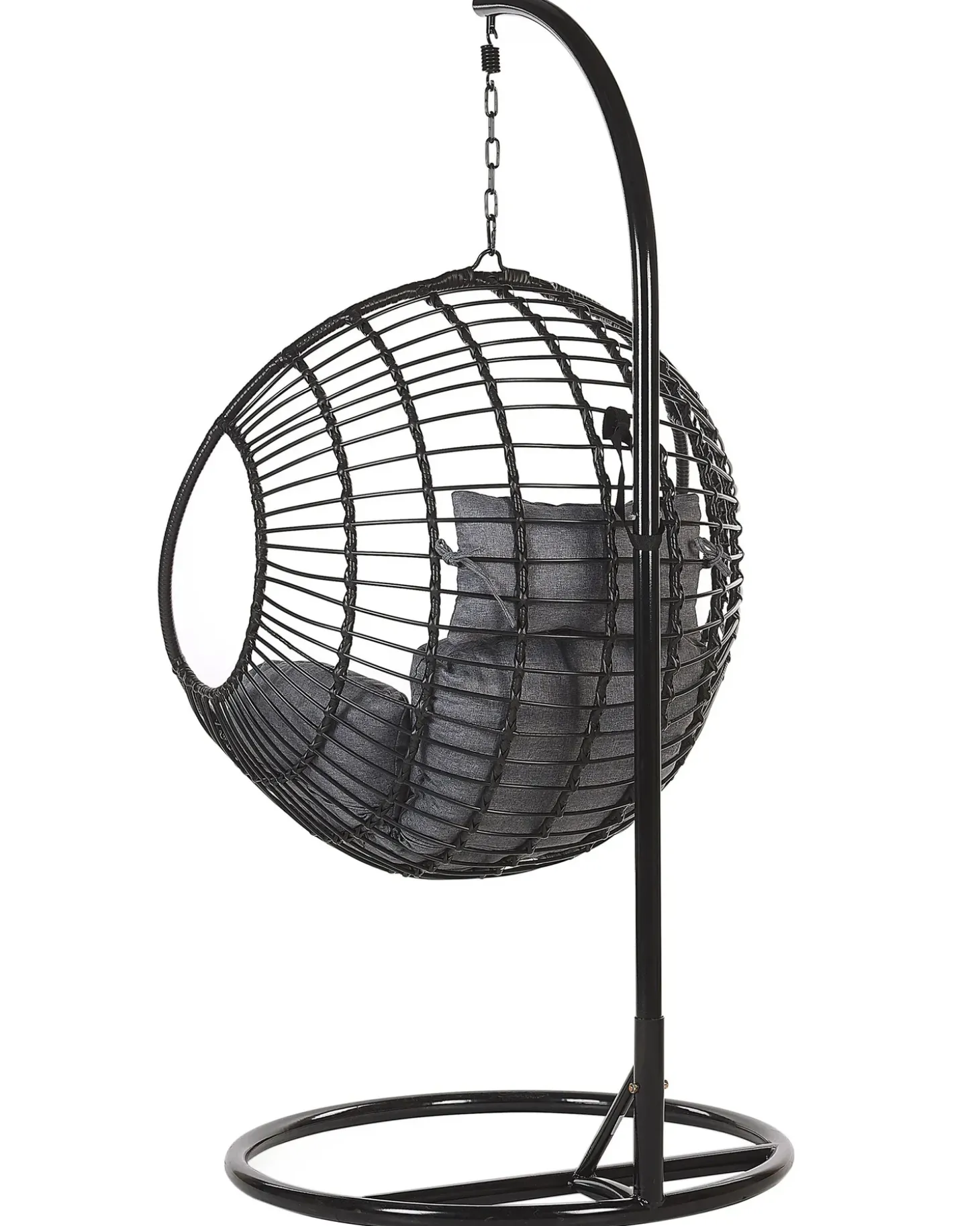 Hængestol med stativ ASPIO PE-rattan Sort