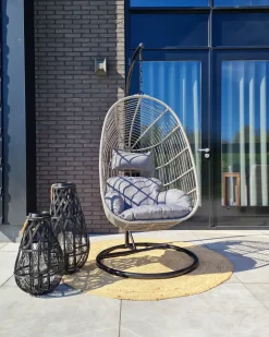 Hængestol med stativ CASOLI PE-rattan Grå