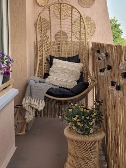 Hængestol med stativ PINETO PE-rattan Naturlig