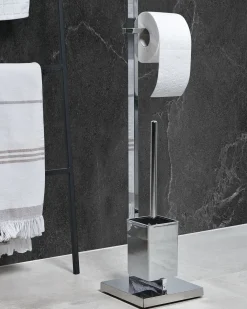 Holder til toiletpapir og -børste ULAPES Metal Sølv