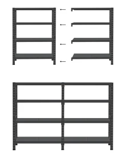 Hylder til garagen FIUGGI Metal 200 cm 150 cm Sort