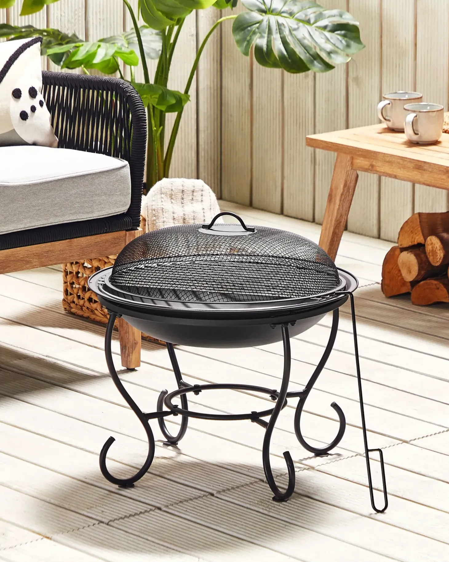 Ildsted med grill NEGARA Metal Sort