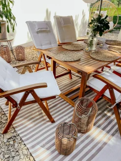 JAVA 6 personers Havemøbelsæt Cremehvid Akacietræ med puder