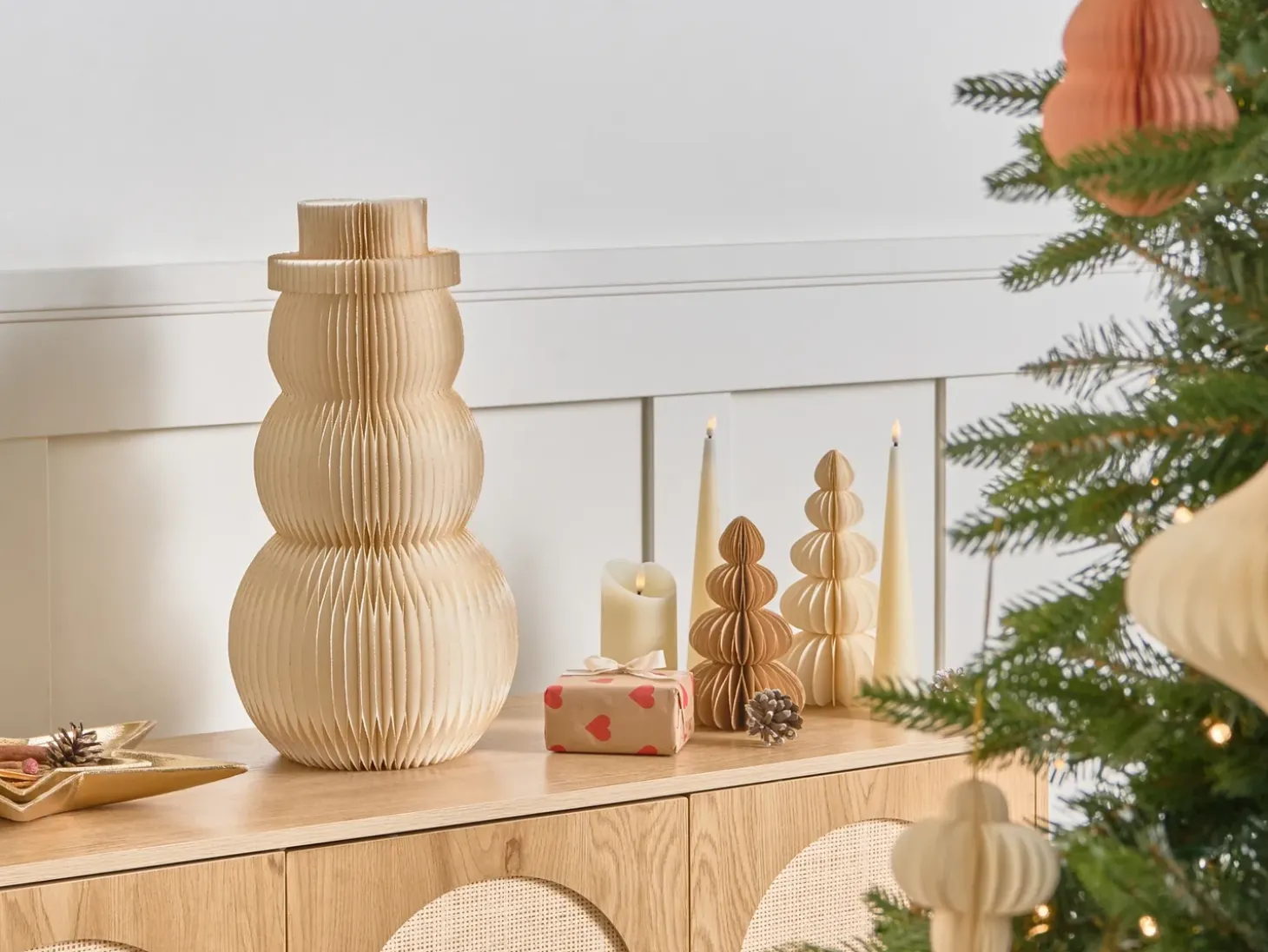 Juledekoration Bordlampe BANGA Snemand 51 cm Beige