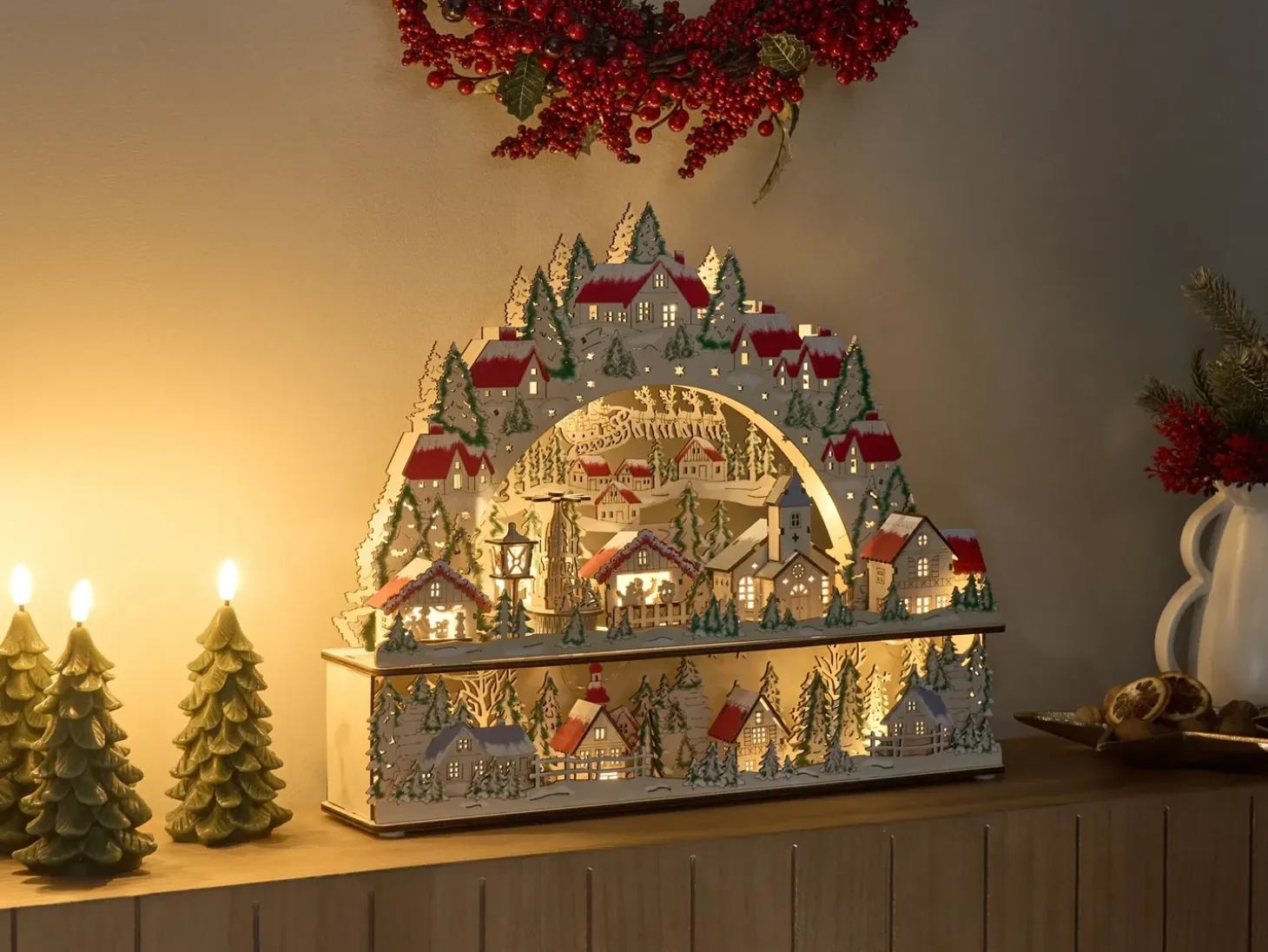 Juledekoration LED BOLKESJO 39 cm Lysebrun