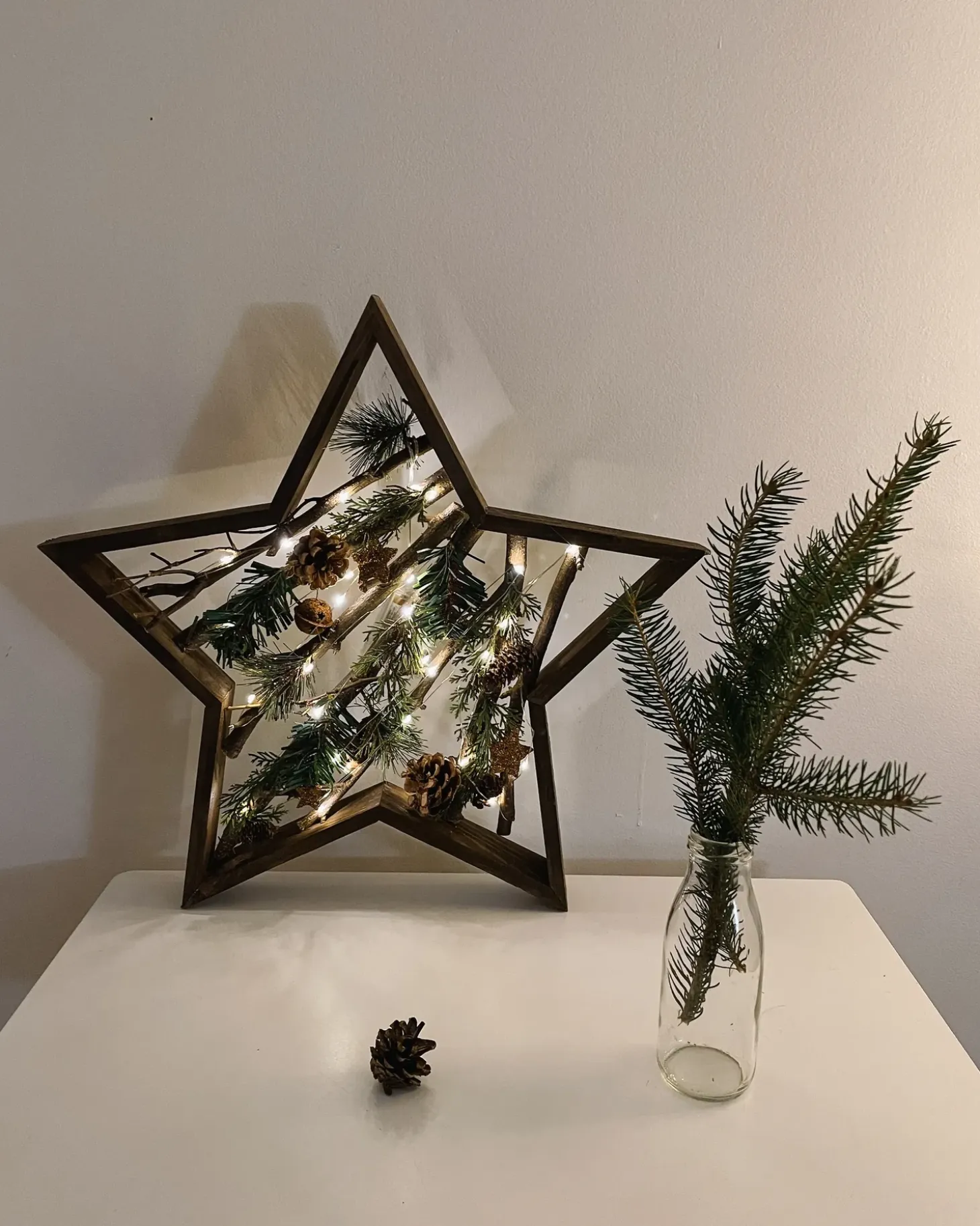 Juledekoration LED DOKKA Stjerne 46 cm Brun