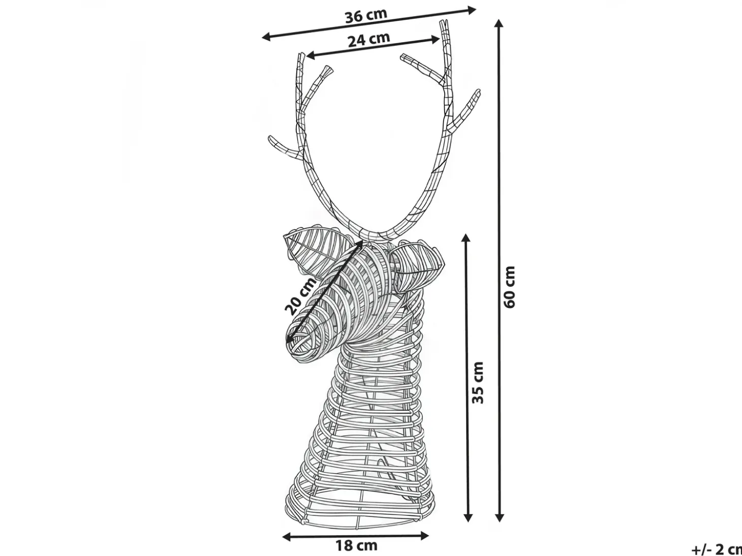 Juledekoration LED DYBESO Rensdyr 60 cm Mørkebrun
