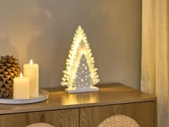 Juledekoration LED EMMESAN Juletræ 33 cm Hvid