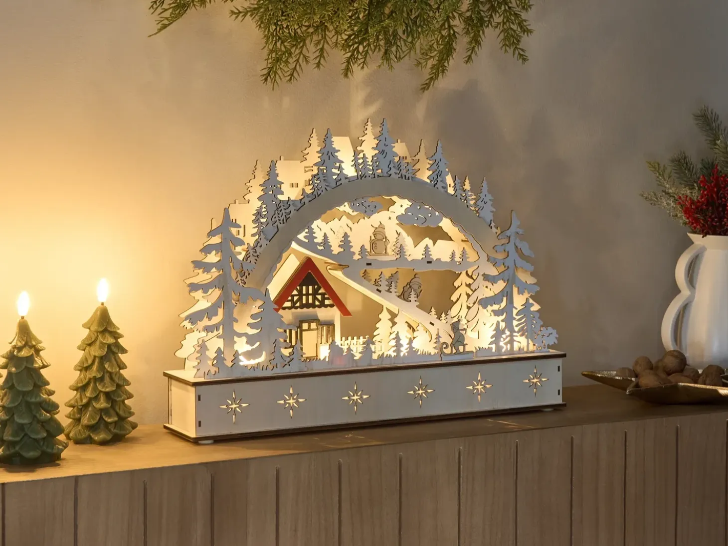 Juledekoration LED GOKSJO 33 cm Lysebrun