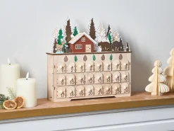 Juledekoration LED HELIN Adventskalender 33 cm Lysebrun