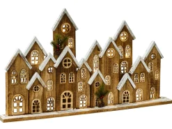 Juledekoration LED MALLOS Hus 45 cm Brun