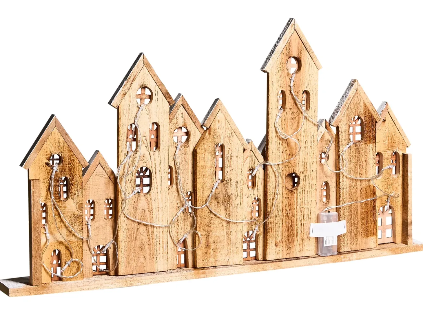Juledekoration LED MALLOS Hus 45 cm Brun