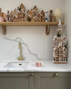Juledekoration LED MALLOS Hus 45 cm Brun