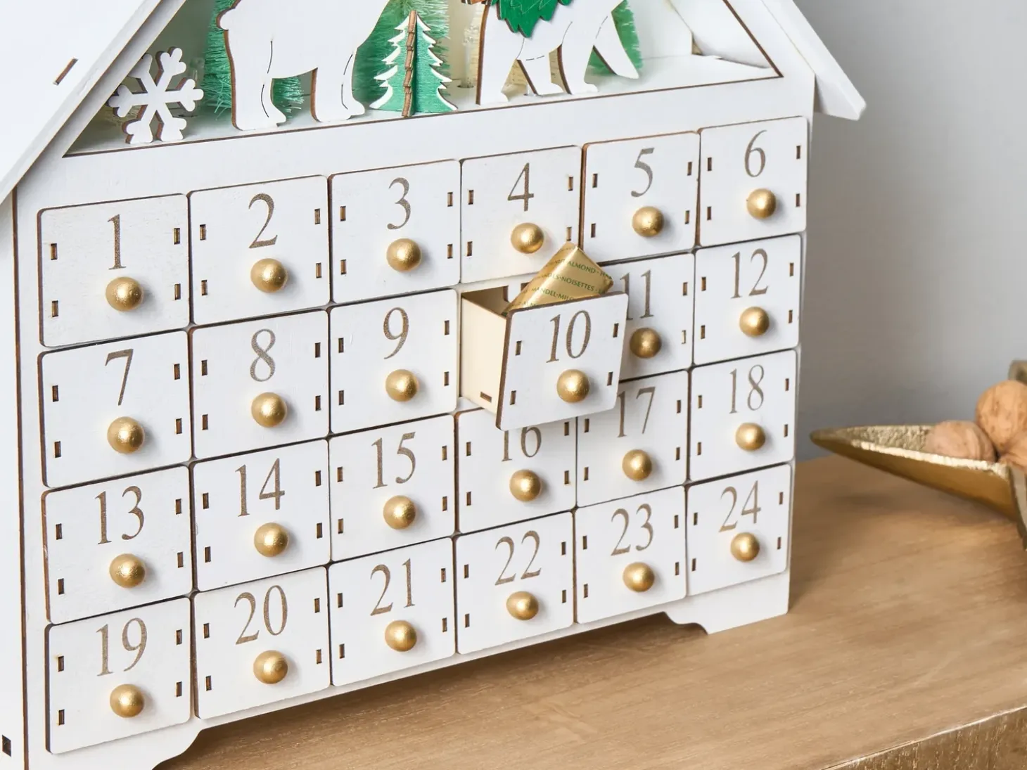 Juledekoration LED MJOSA Adventskalender 33 cm Hvid