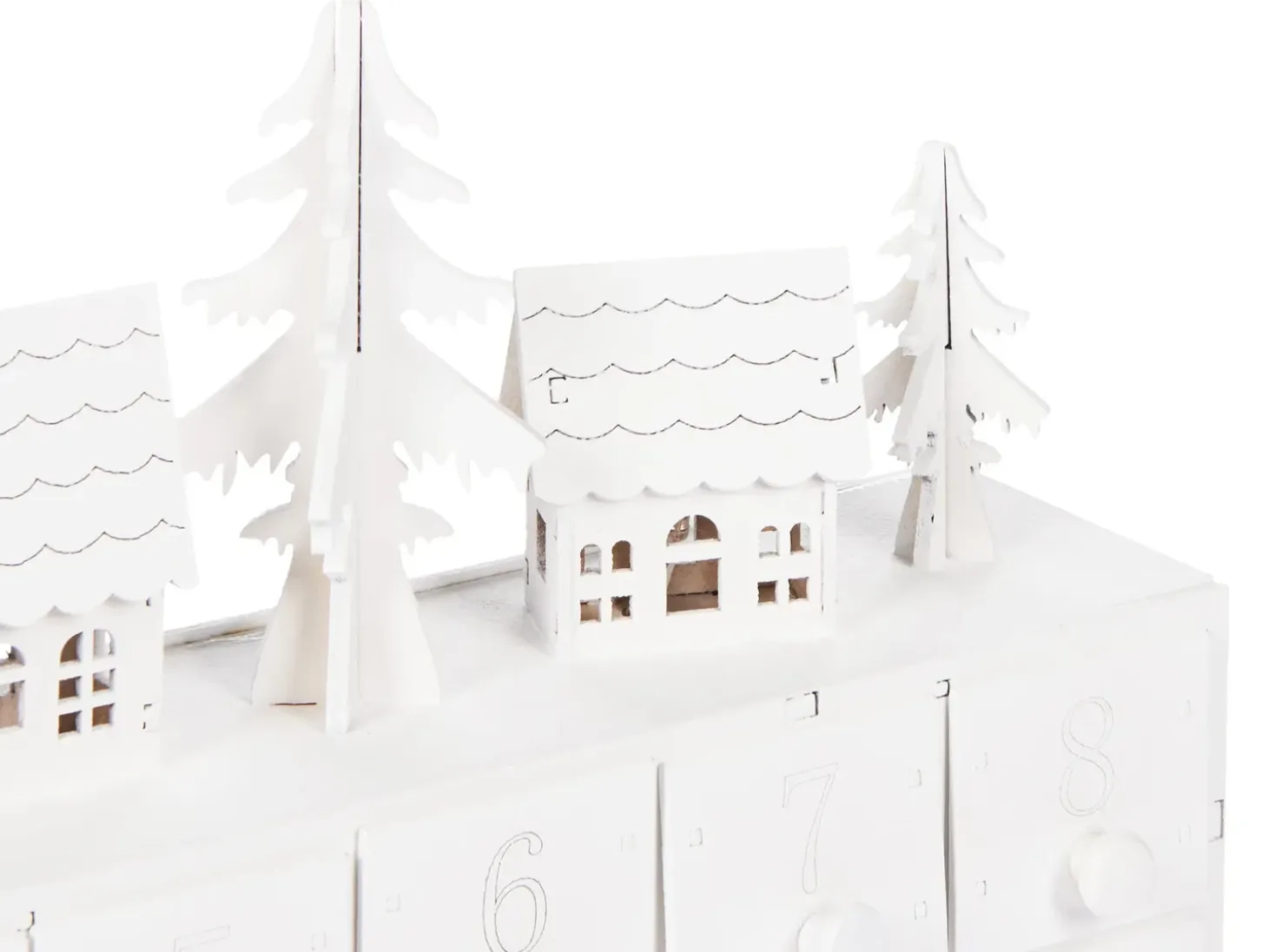 Juledekoration LED MUONIO Adventskalender 24 cm Hvid