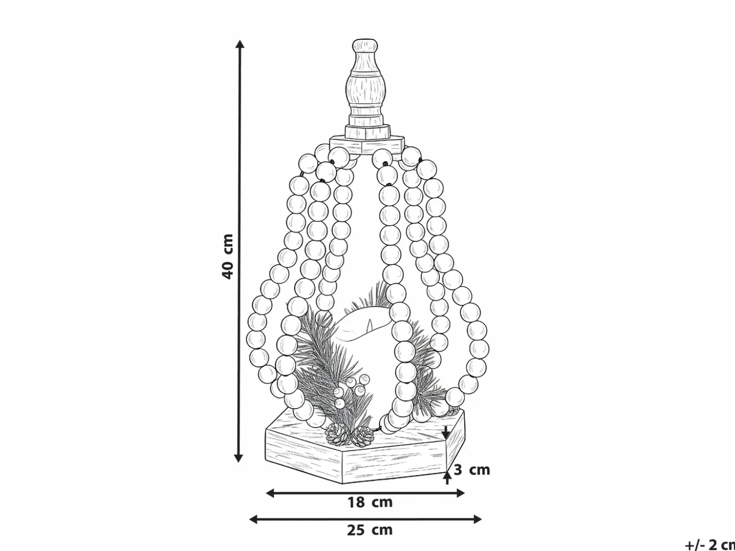 Juledekoration LED PETRUMA 40 cm Lysebrun