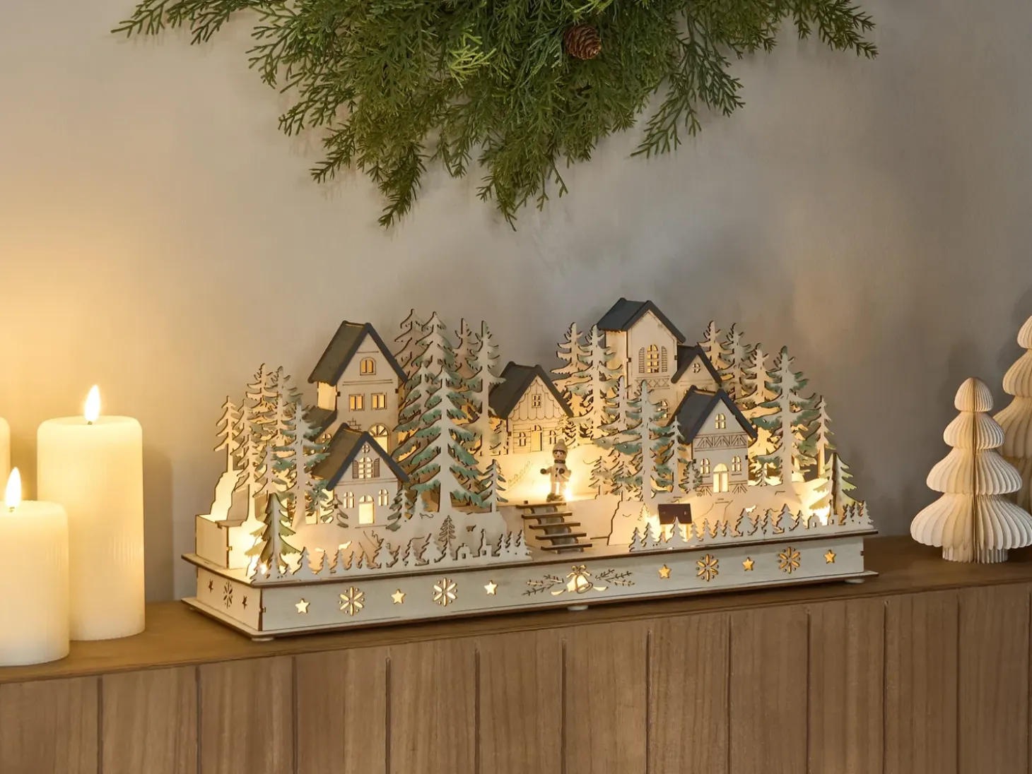 Juledekoration LED VANSJO 22 cm Lysebrun