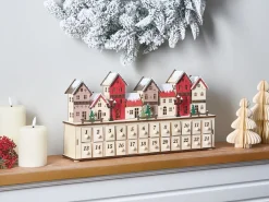 Juledekoration LED VISTERFLO Adventskalender 24 cm Lysebrun