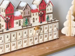 Juledekoration LED VISTERFLO Adventskalender 24 cm Lysebrun