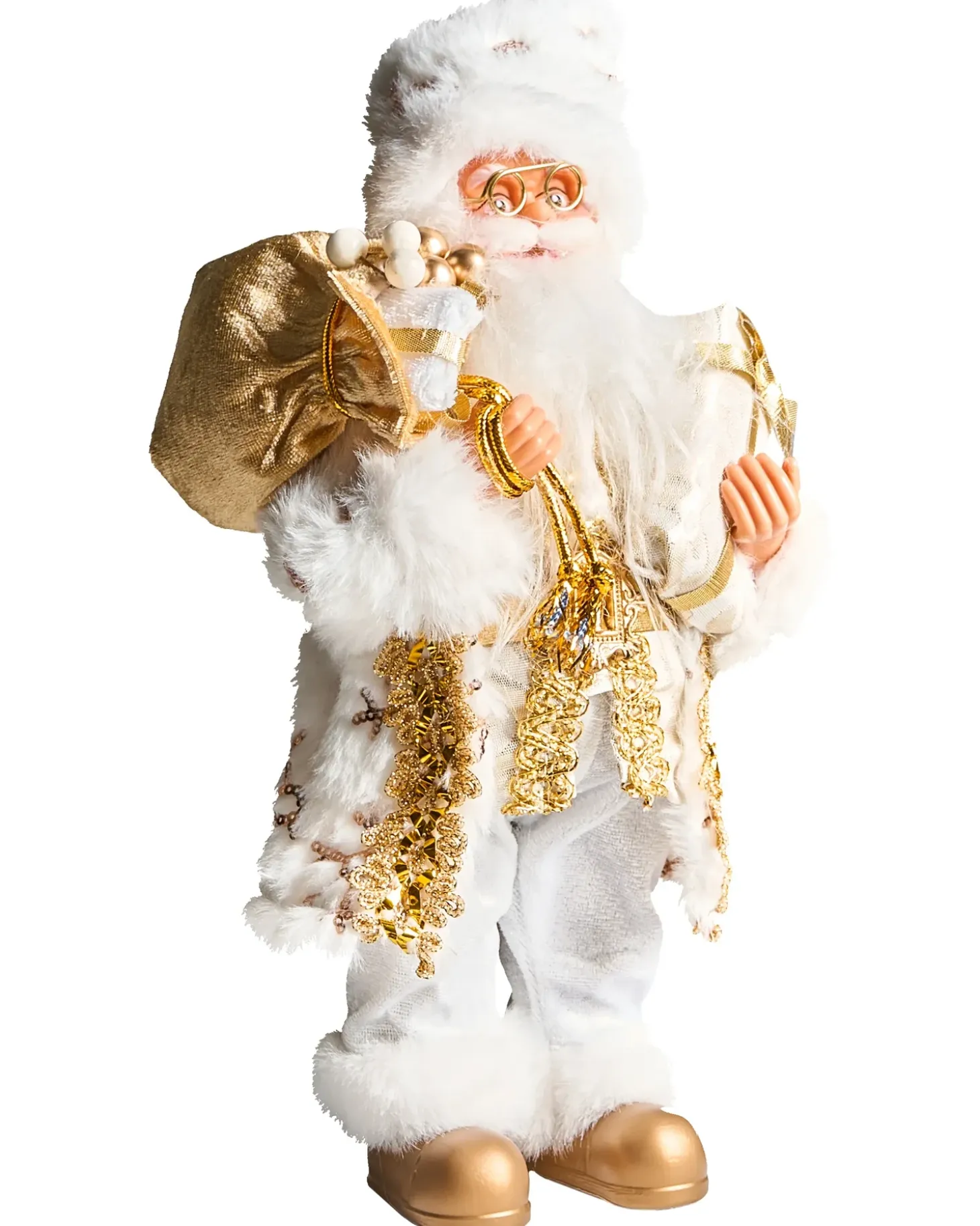 Juledekoration STRAUMSFJORDEN Julemand 40 cm Hvid/guld