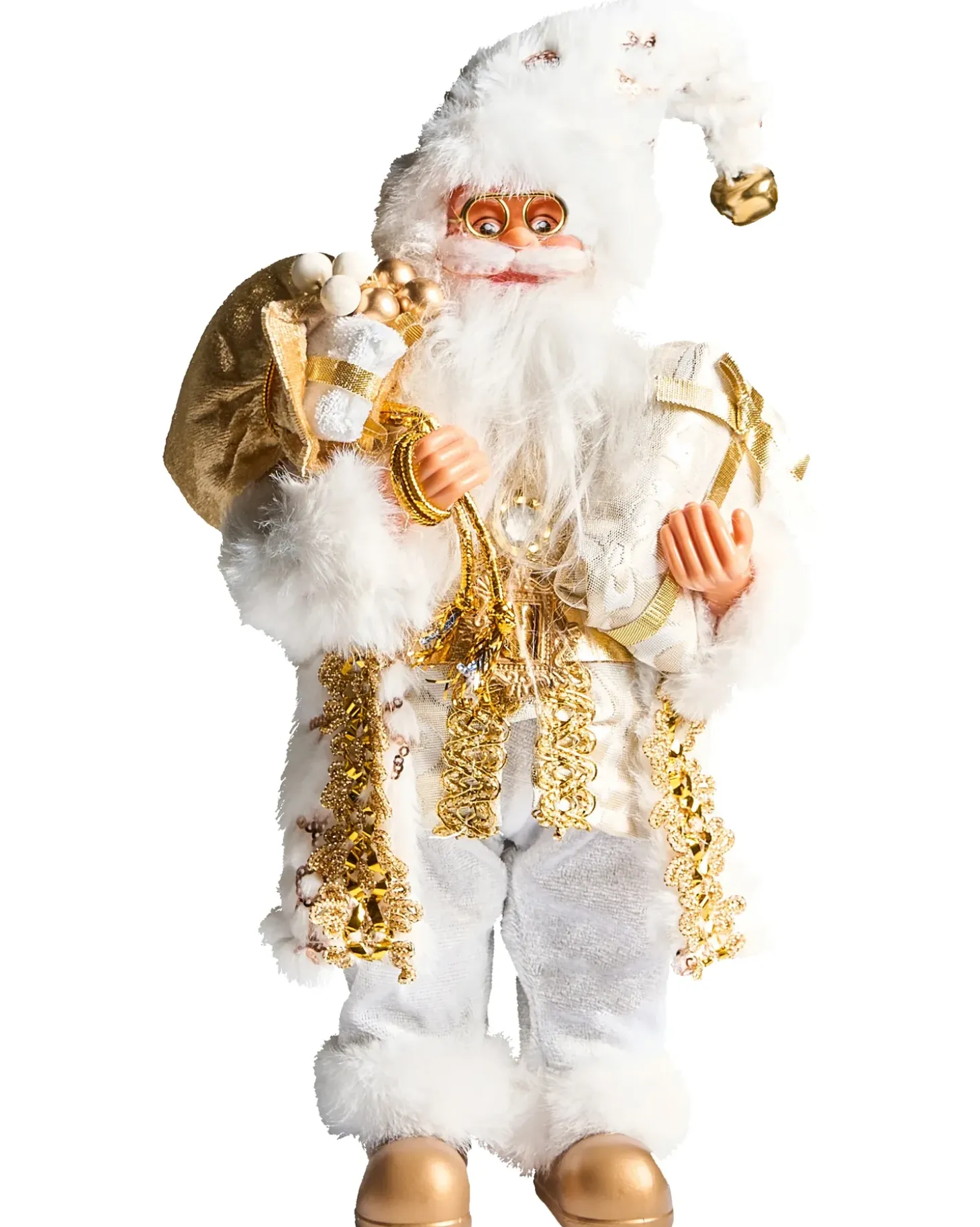 Juledekoration STRAUMSFJORDEN Julemand 40 cm Hvid/guld