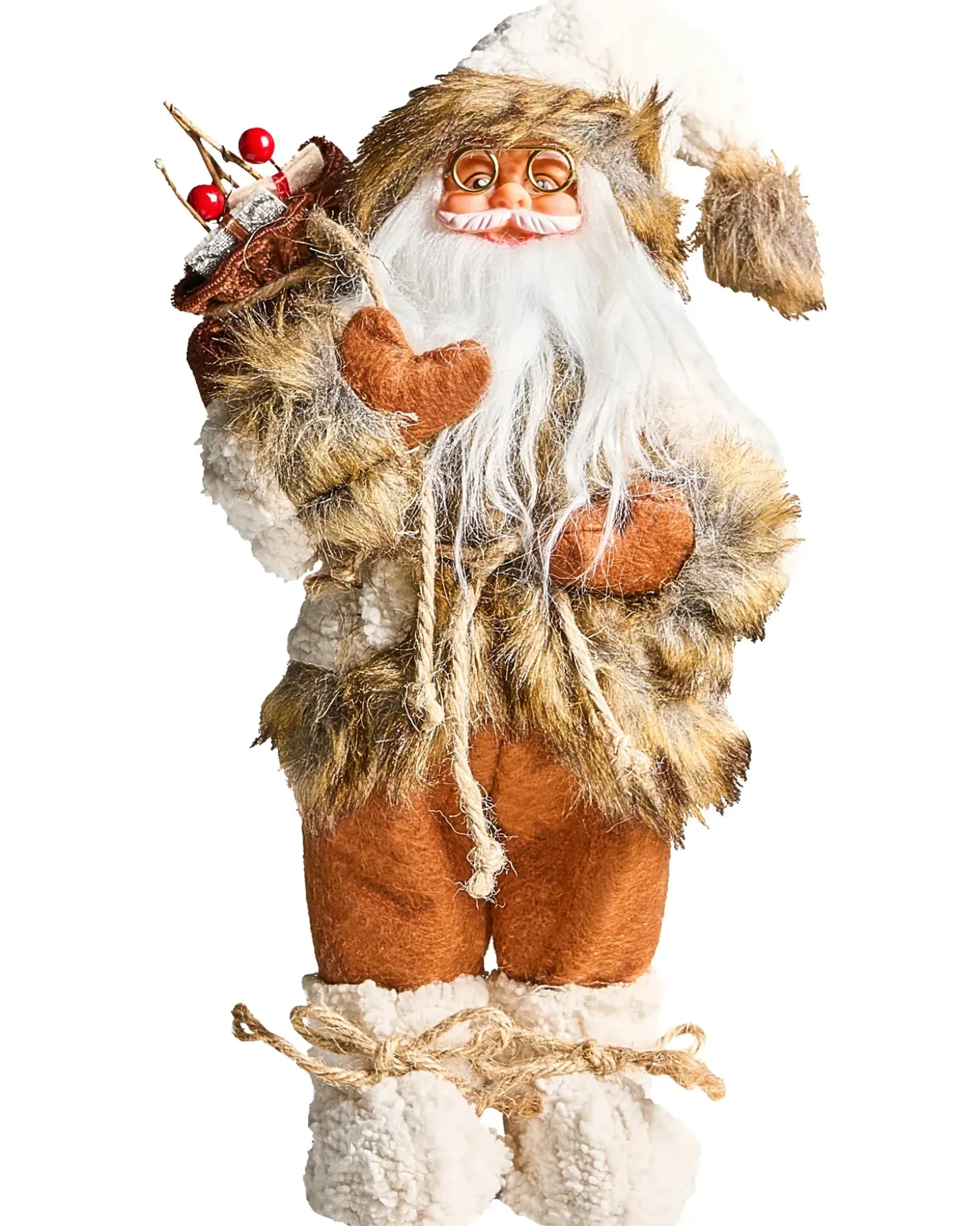 Juledekoration SVARTEVATNET Julemand 37 cm Brun/hvid