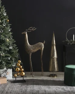 Juledekoration til gulvet PELLO Rensdyr 126 cm Guld