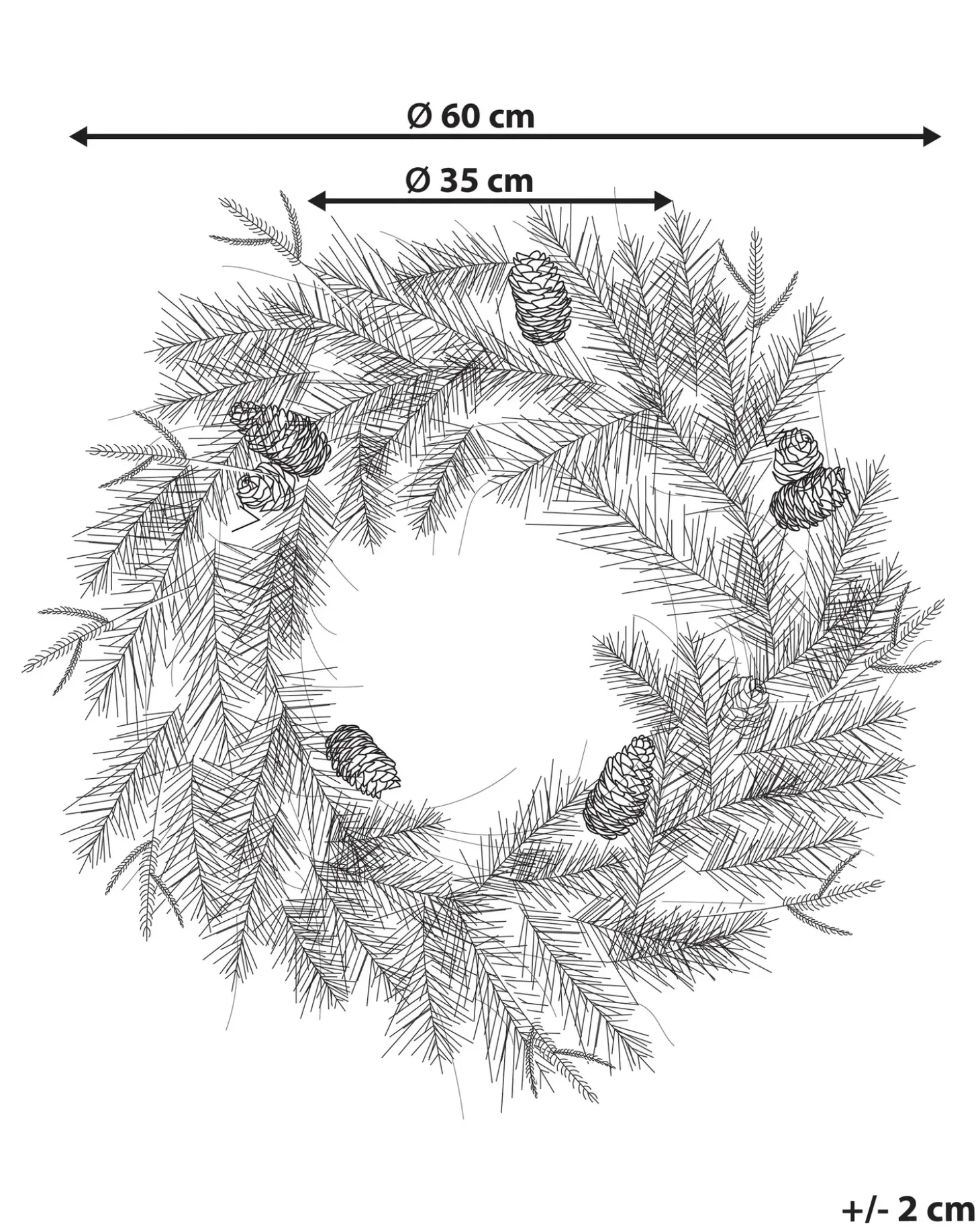 Julekrans LED KAMERUN Grøn 60 cm