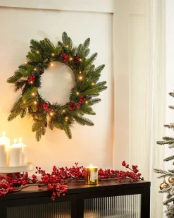 Julekrans LED WHITEHORN Mørkegrøn 50 cm