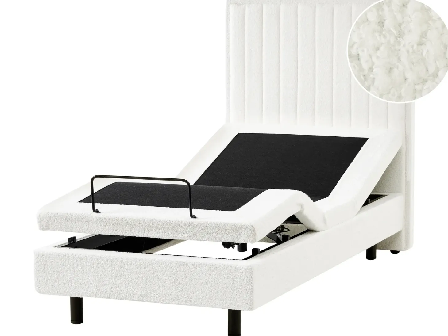 Justerbar seng Boucle CASTELLAN 90 x 200 cm Cremehvid