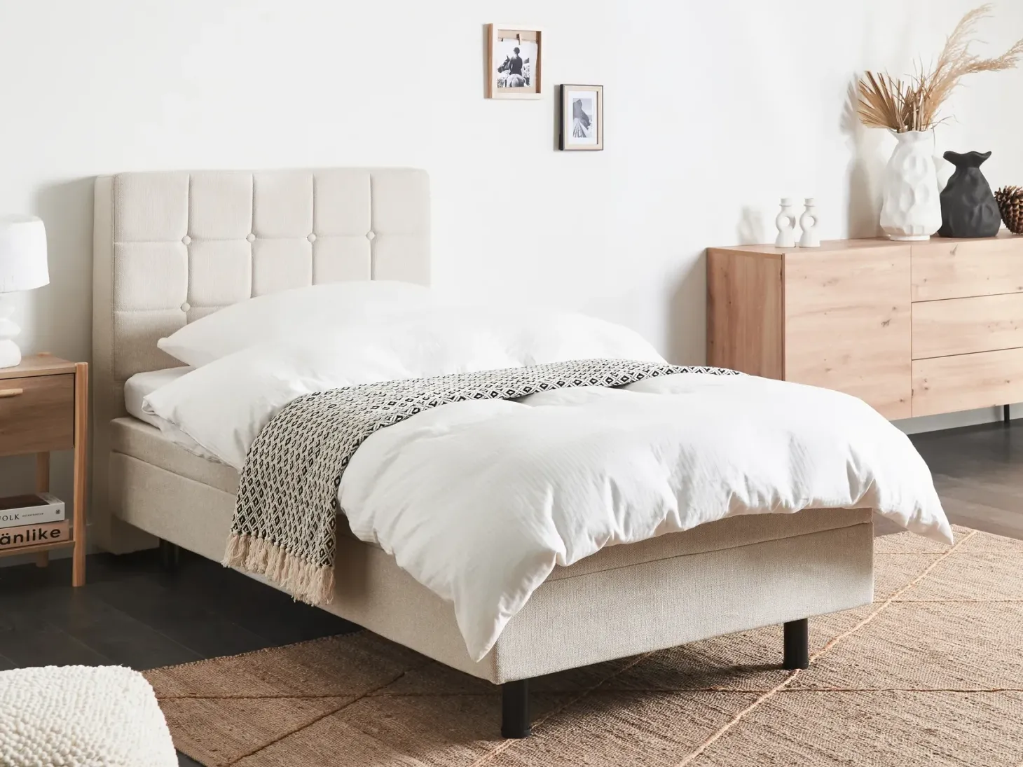 Justerbar seng DUKE 90 x 200 cm Lys Beige