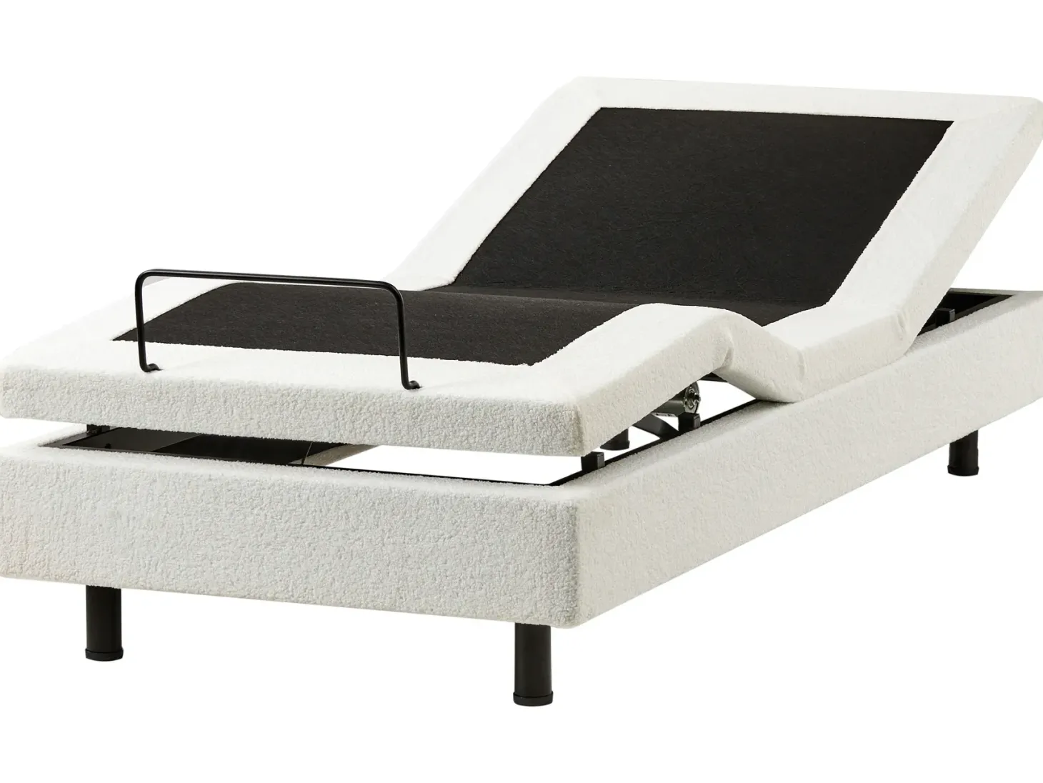 Justerbar seng uden hovedgærde Boucle DUKE 90 x 200 cm Cremehvid