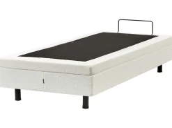 Justerbar seng uden hovedgærde Boucle DUKE 90 x 200 cm Cremehvid