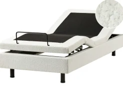 Justerbar seng uden hovedgærde Boucle DUKE 90 x 200 cm Cremehvid
