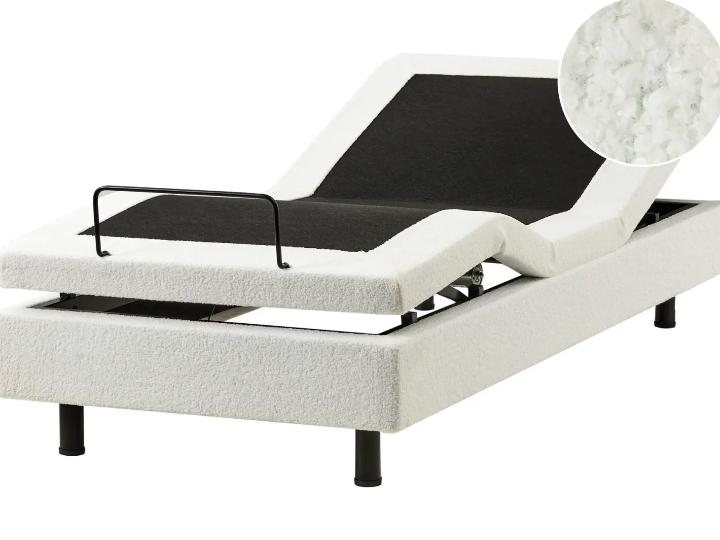 Justerbar seng uden hovedgærde Boucle DUKE 90 x 200 cm Cremehvid