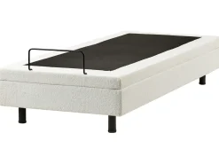 Justerbar seng uden hovedgærde Boucle DUKE 90 x 200 cm Cremehvid