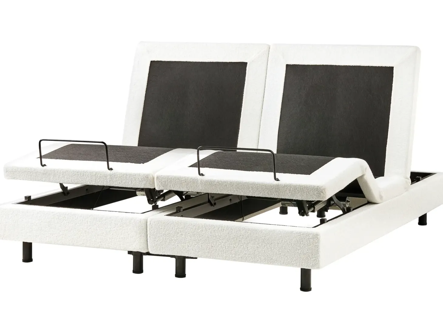 Justerbar seng uden hovedgærde Boucle DUKE 180 x 200 cm Cremehvid