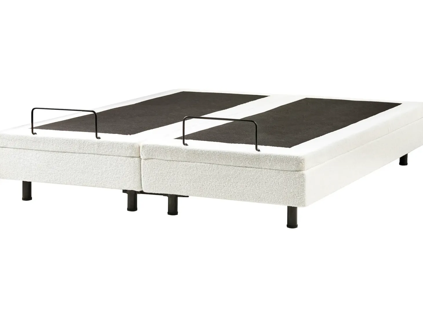 Justerbar seng uden hovedgærde Boucle DUKE 180 x 200 cm Cremehvid