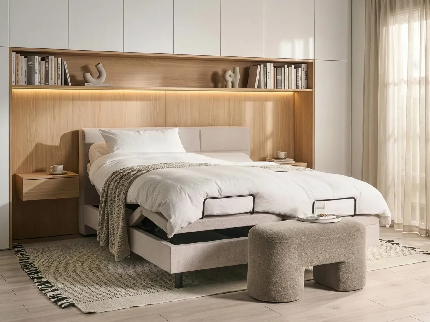 Justerbar seng VICEROY 180 x 200 cm Lys Beige
