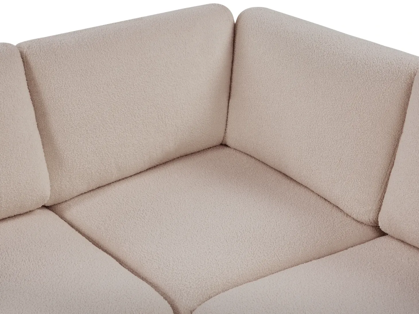 KIVVIK 5 personers Hjørnesofa modul Højrevendt Beige Boucle med fodskammel