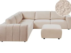 KIVVIK 5 personers Hjørnesofa modul Højrevendt Beige Boucle med fodskammel