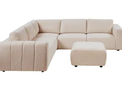 KIVVIK 5 personers Hjørnesofa modul Højrevendt Beige Boucle med fodskammel