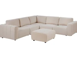 KIVVIK 5 personers Hjørnesofa modul Højrevendt Beige Boucle med fodskammel