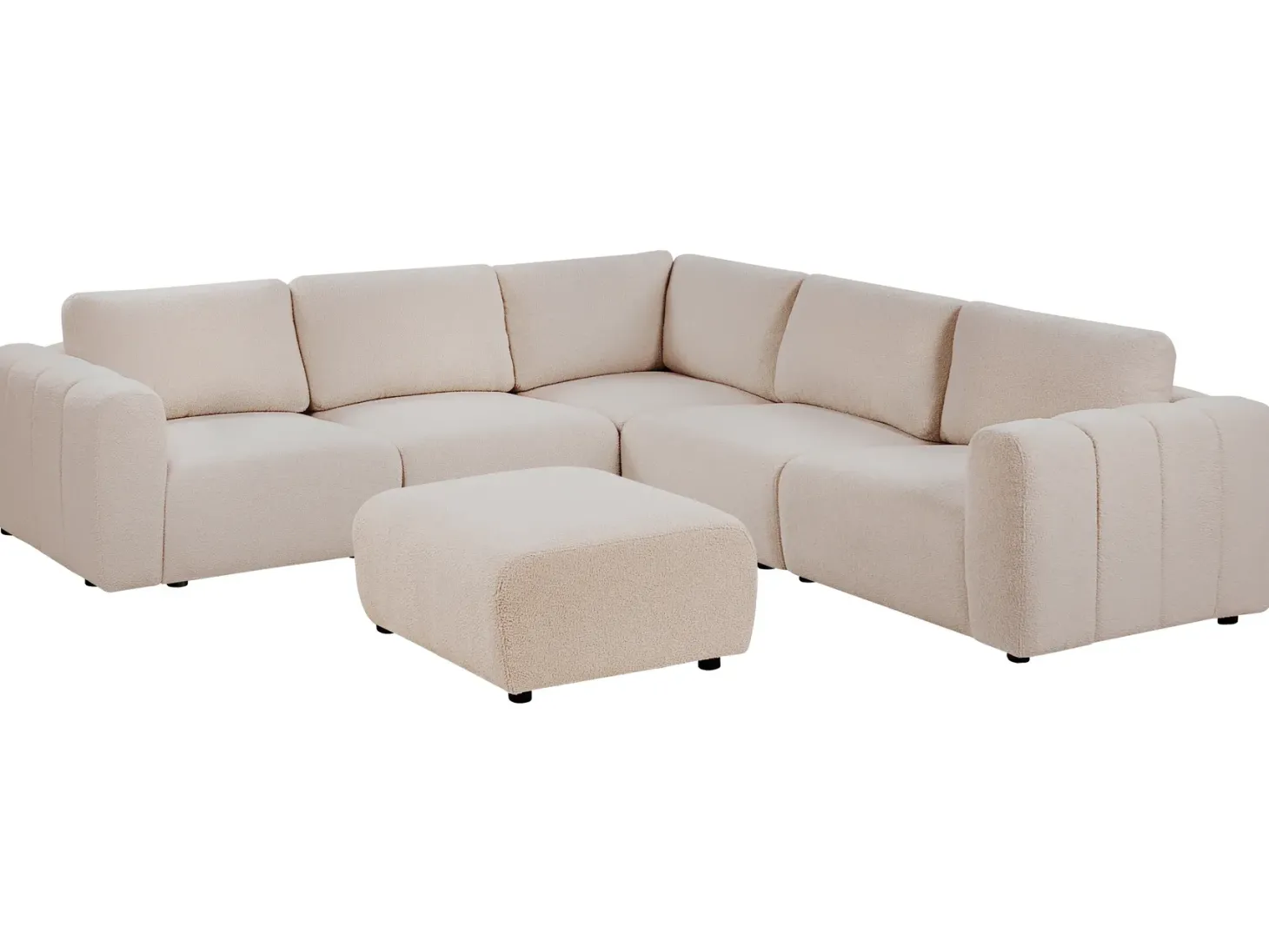 KIVVIK 5 personers Hjørnesofa modul Venstrevendt Beige Boucle med fodskammel