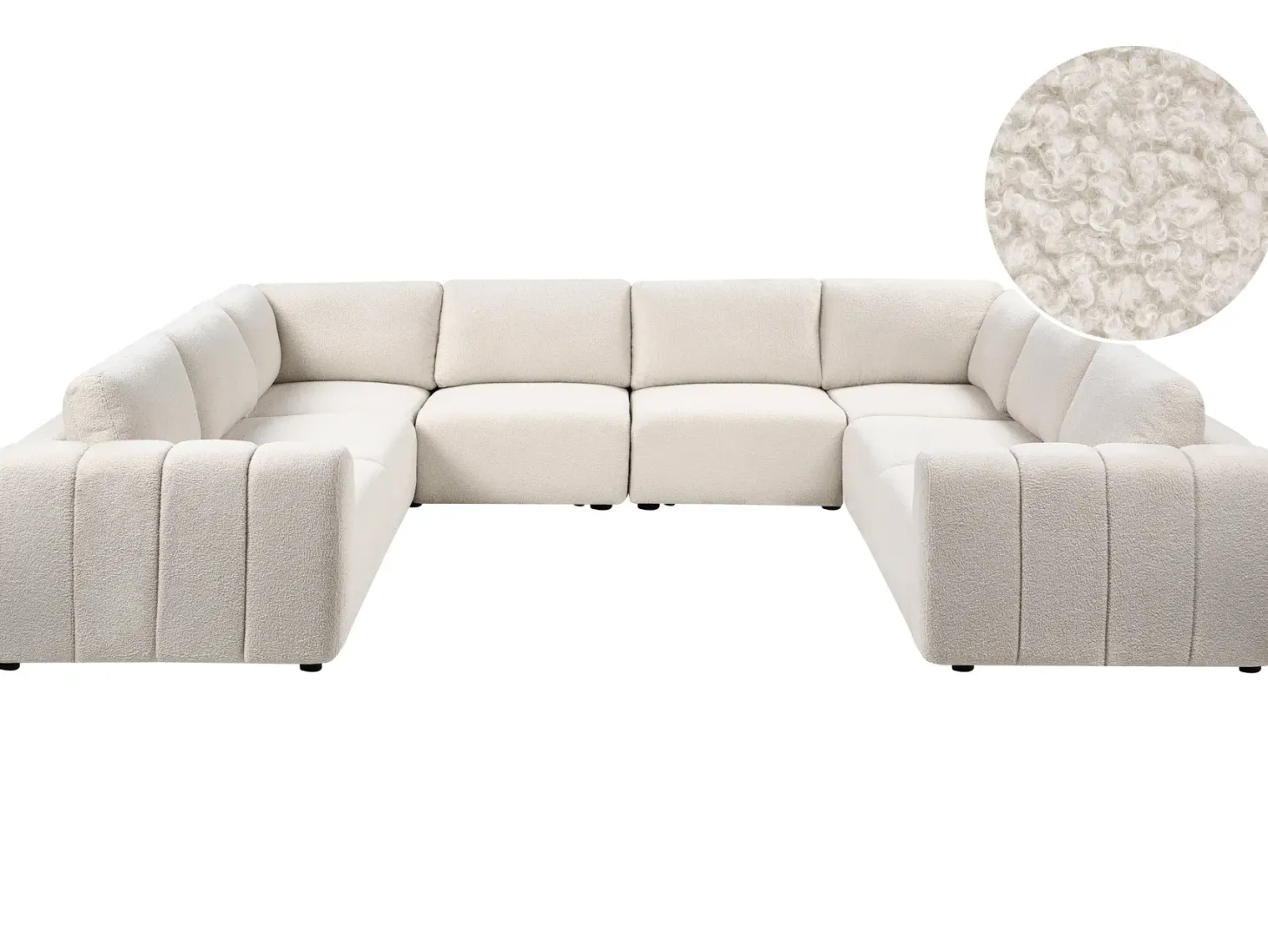 KIVVIK 8 personers U-formet modulsofa Cremehvid Boucle